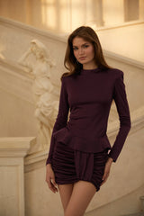 Lavinia Mini Dress Burgundy Asymmetrical Bodycon