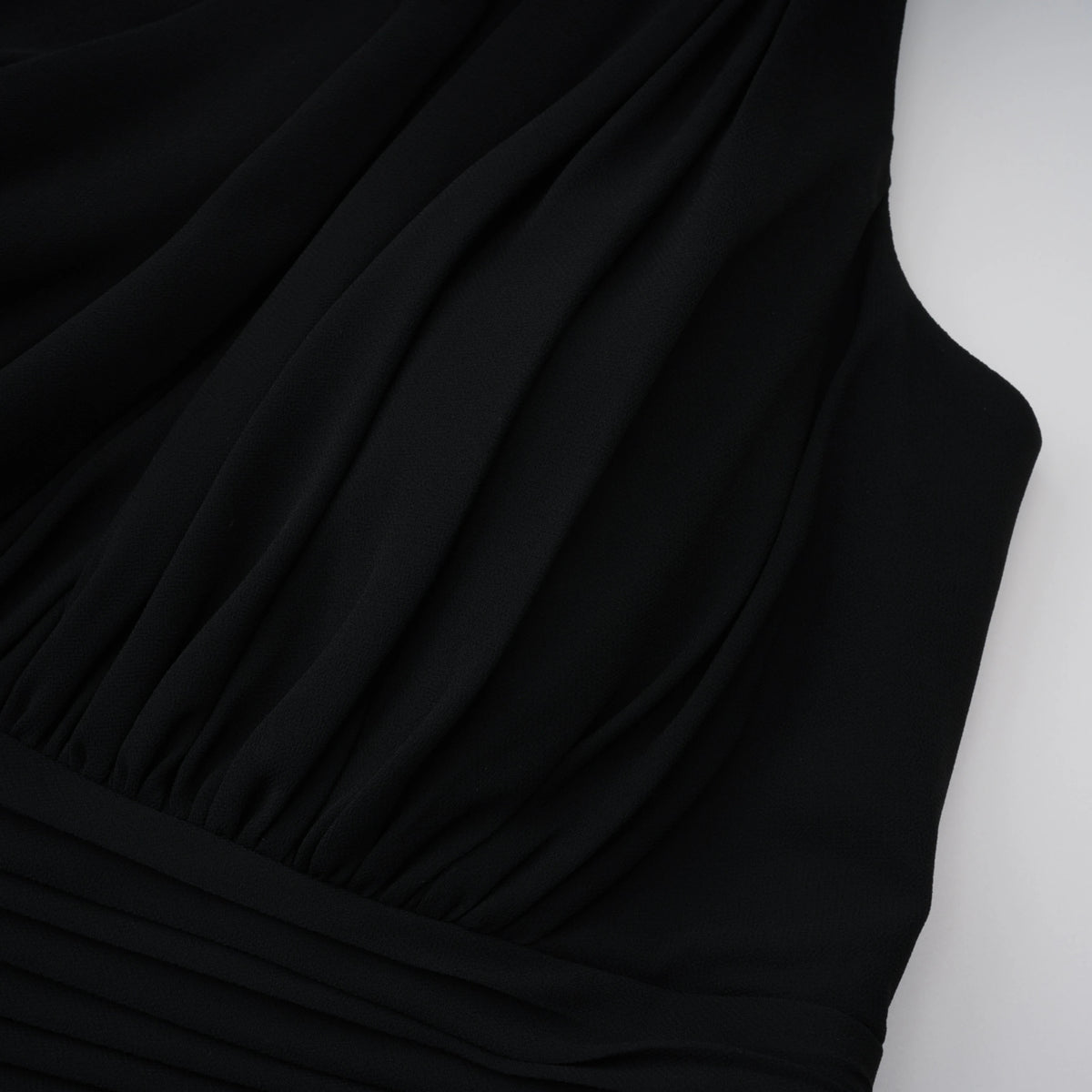 Veronica Maxi Dress Black One Shoulder Cross Front Ruched