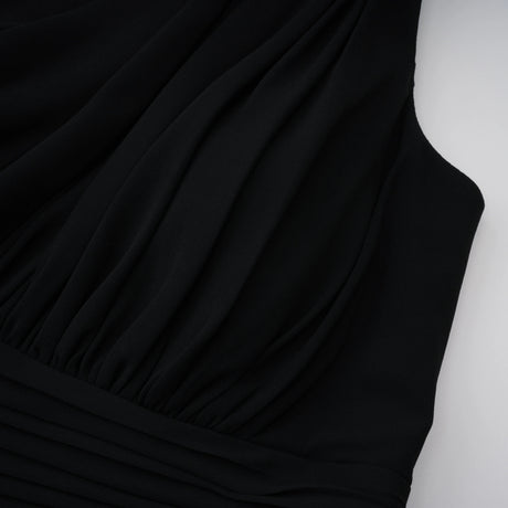 Veronica Maxi Dress Black One Shoulder Cross Front Ruched
