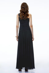 Kaitlyn Maxi Dress Black One Shoulder Cross Front Ruched