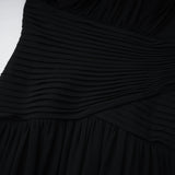 Veronica Maxi Dress Black One Shoulder Cross Front Ruched