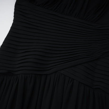 Kaitlyn Maxi Dress Black One Shoulder Cross Front Ruched