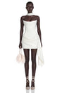 Isabelle Mini Dress White Ruched Ribbon Detail