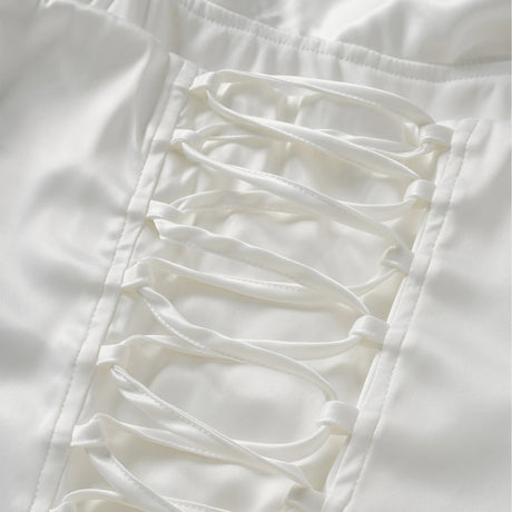 Landry Mini Dress White Ruched Ribbon Detail