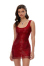 Juliana Mini Dress Red Rhinestone Embellished