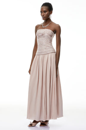 Oakley Maxi Dress Pink Off Shoulder Ruched