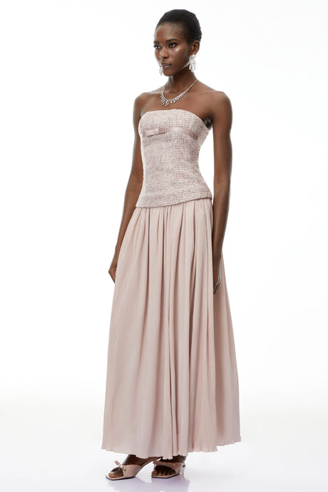 Oakley Maxi Dress Pink Off Shoulder Ruched