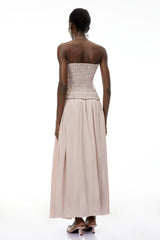 Oakley Maxi Dress Pink Off Shoulder Ruched