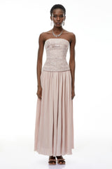 Oakley Maxi Dress Pink Off Shoulder Ruched