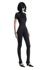 Daniela Black Short Sleeve Catsuit