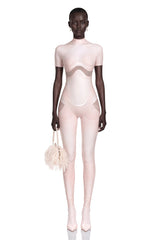 Agnese Pink Short Sleeve Catsuit