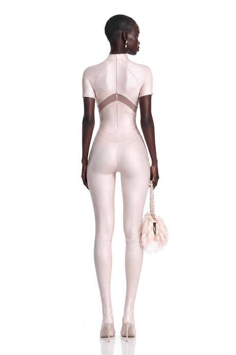 Agnese Pink Short Sleeve Catsuit