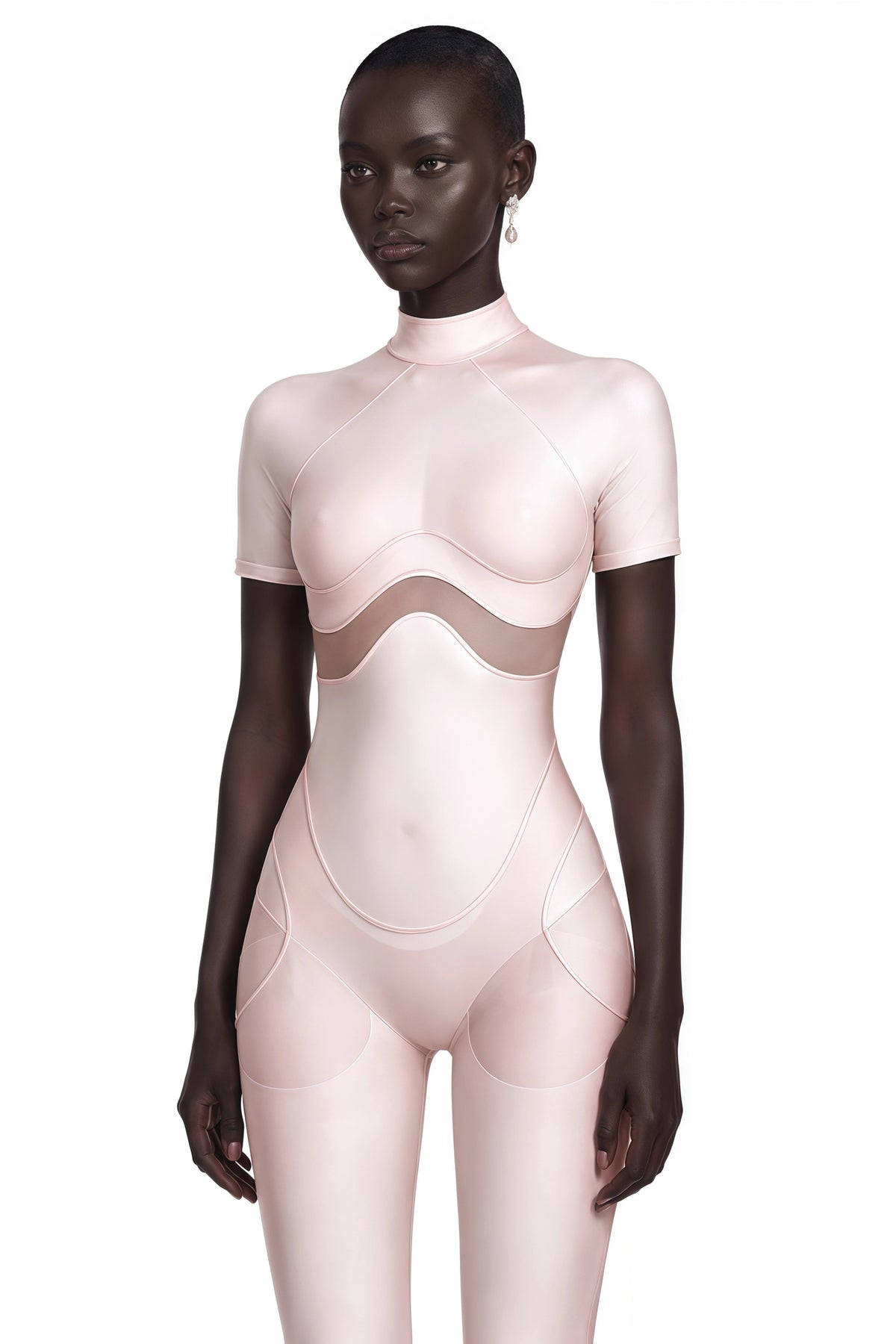 Agnese Pink Short Sleeve Catsuit