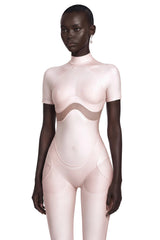 Agnese Pink Short Sleeve Catsuit