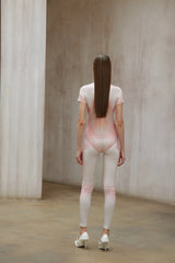 Mattea Pink Short Sleeve Catsuit