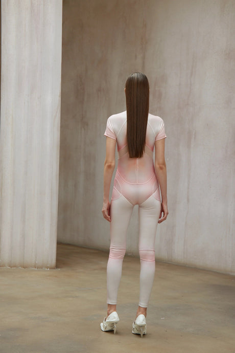 Mattea Pink Short Sleeve Catsuit