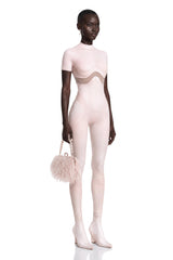 Agnese Pink Short Sleeve Catsuit