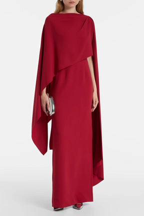 Guendalina Maxi Dress Red Draped Cape