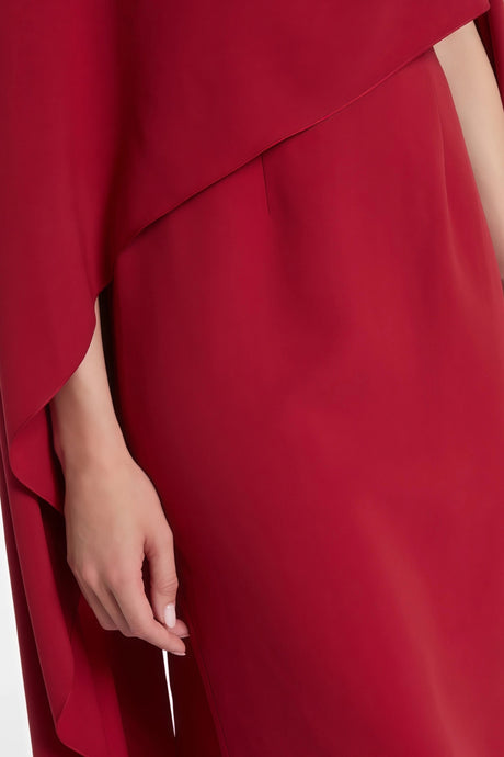Guendalina Maxi Dress Red Draped Cape