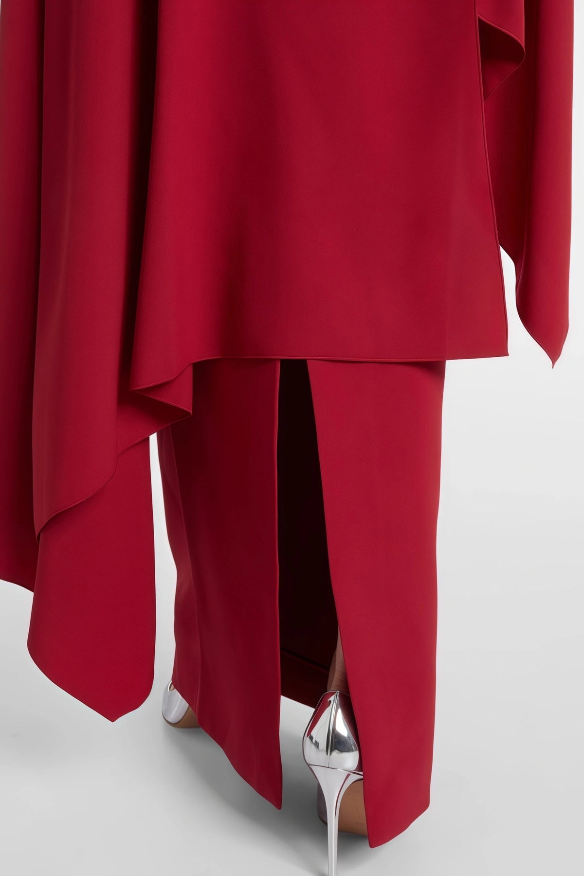 Guendalina Maxi Dress Red Draped Cape