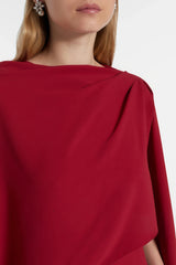 Guendalina Maxi Dress Red Draped Cape