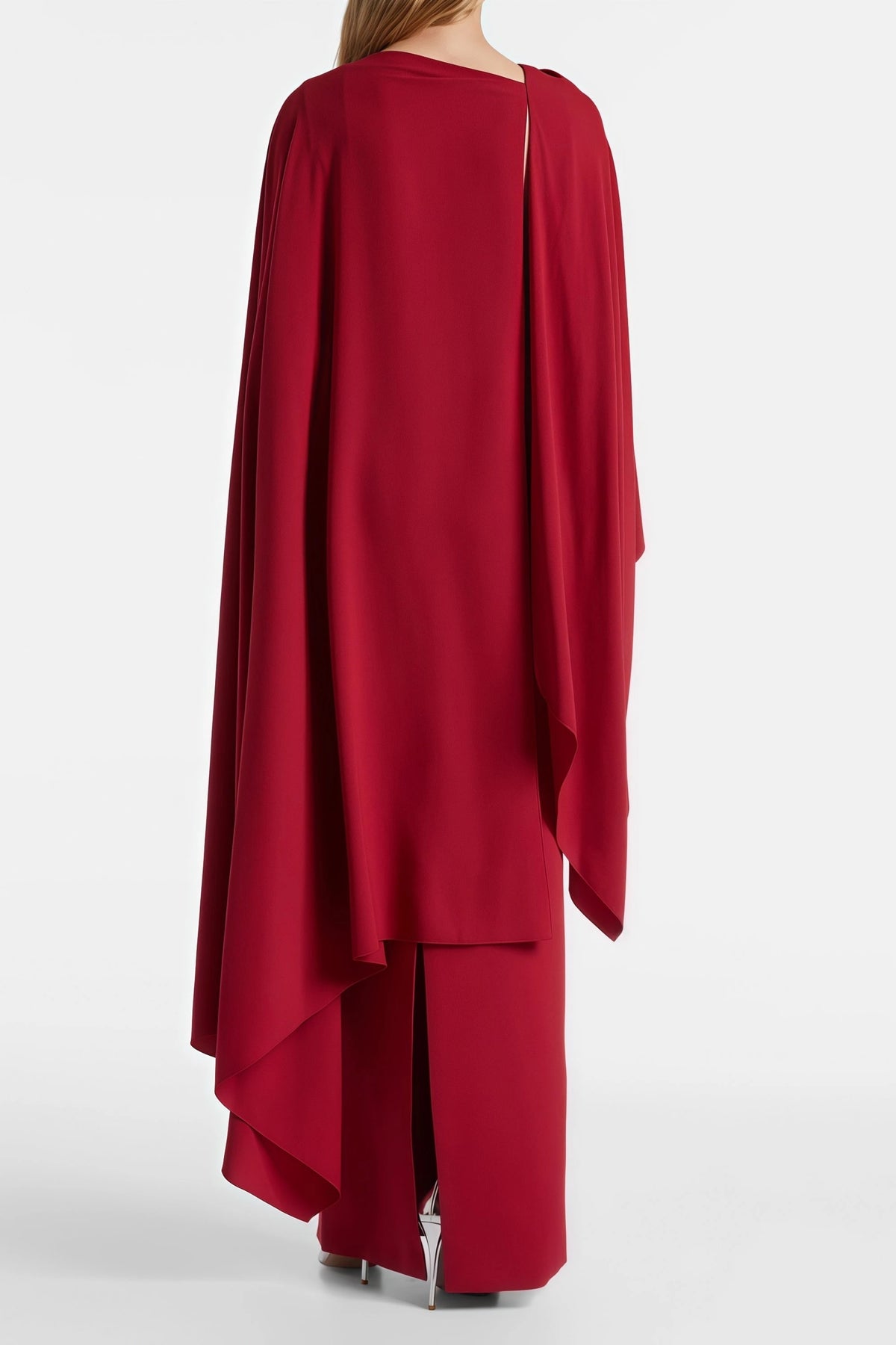 Guendalina Maxi Dress Red Draped Cape