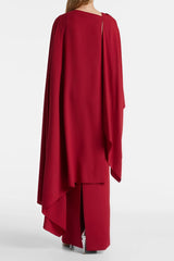 Guendalina Maxi Dress Red Draped Cape