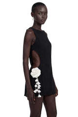 Anna Mini Dress Black Cut-Out with 3D Petals