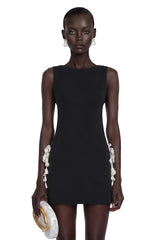 Anna Mini Dress Black Cut-Out with 3D Petals