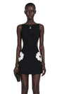 Mariuccia Mini Dress Black Embellished Floral Cut-Out