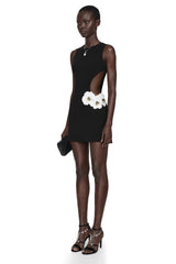 Mariuccia Mini Dress Black Embellished Floral Cut-Out