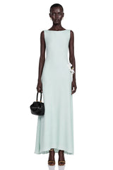 Lorelei Maxi Dress Green Cut-Out with 3D Petals
