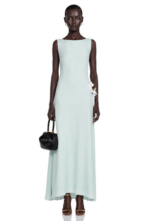Lorelei Maxi Dress Green Cut-Out with 3D Petals