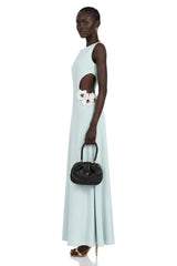 Lorelei Maxi Dress Green Cut-Out with 3D Petals