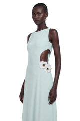 Lorelei Maxi Dress Green Cut-Out with 3D Petals