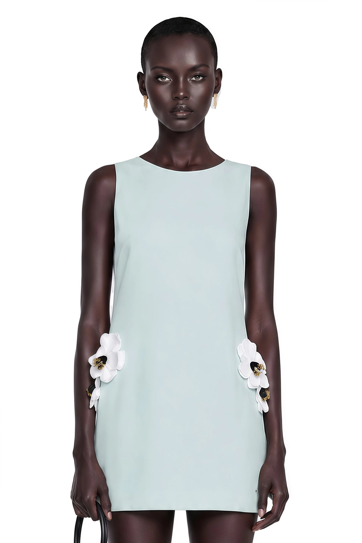 Cynthia Mini Dress Green Cut-Out with 3D Petals