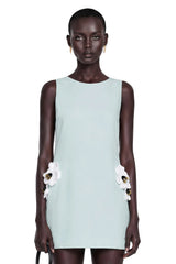 Cynthia Mini Dress Green Cut-Out with 3D Petals