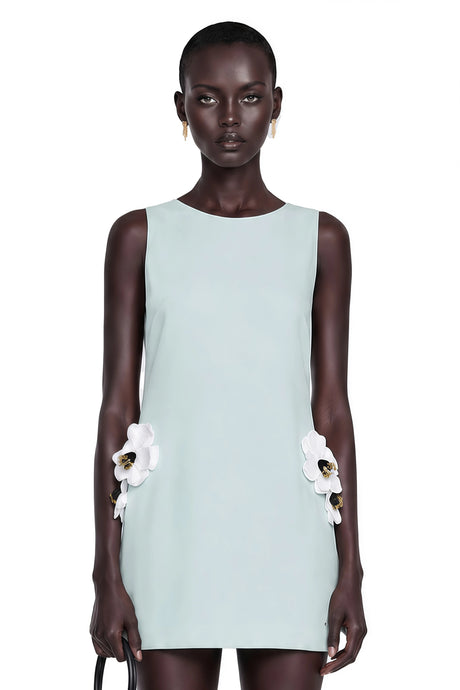 Cynthia Mini Dress Green Cut-Out with 3D Petals