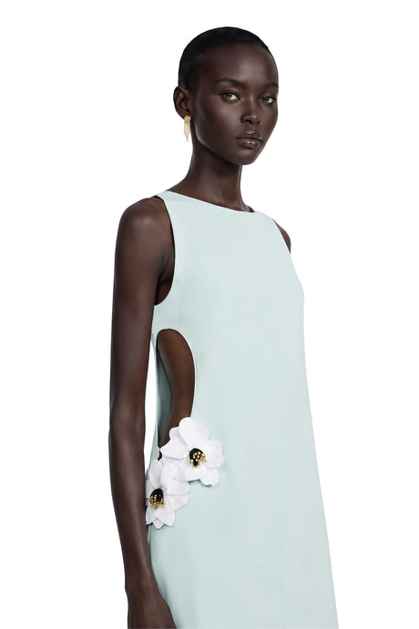 Cynthia Mini Dress Green Cut-Out with 3D Petals