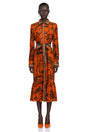 Lacey Midi Dress Orange Printed Long Sleeve