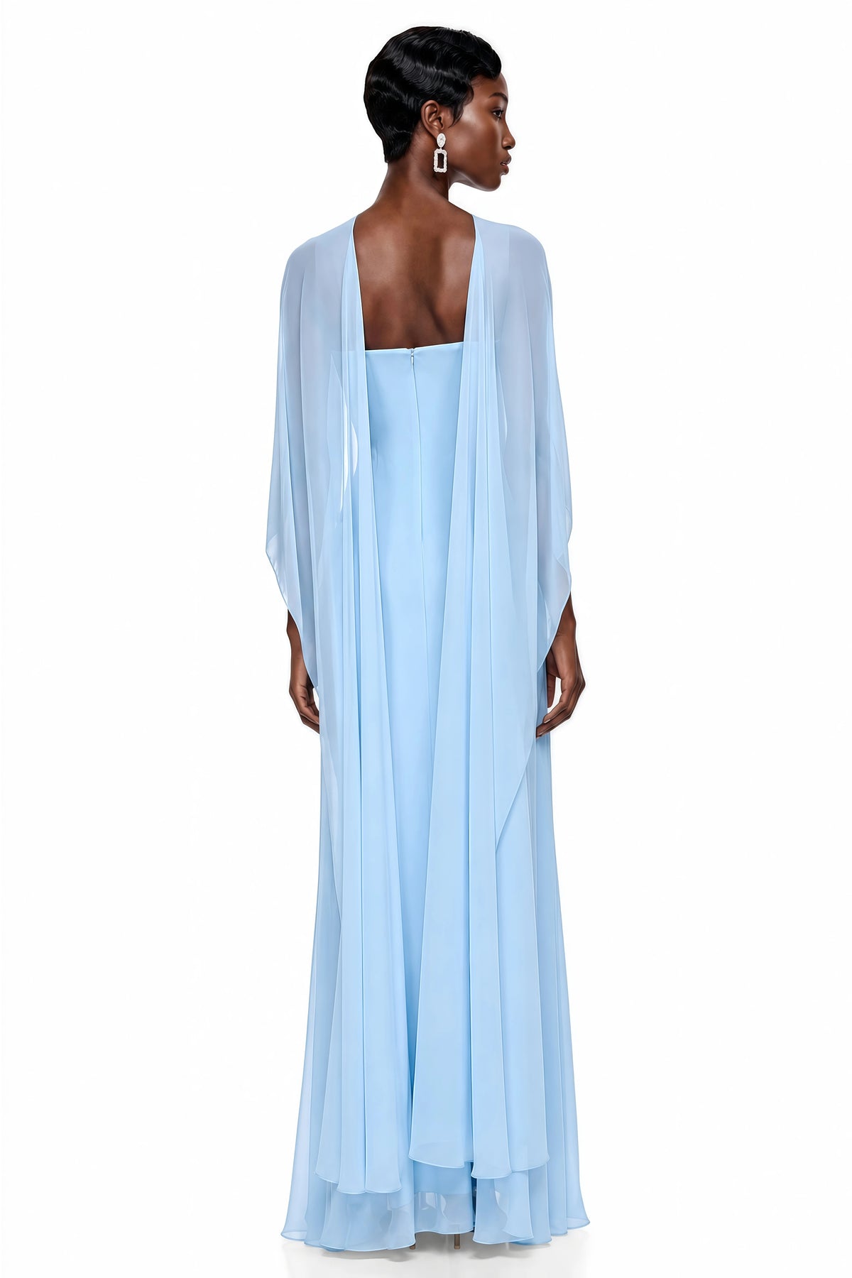 Kendra Maxi Dress Blue Chiffon Cape