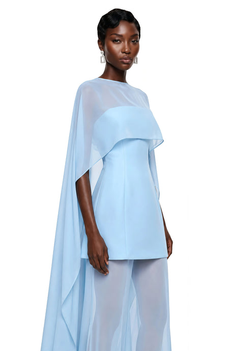 Kendra Maxi Dress Blue Chiffon Cape