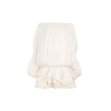 Lorelai Mini Dress White Glossy Pleated Tiered