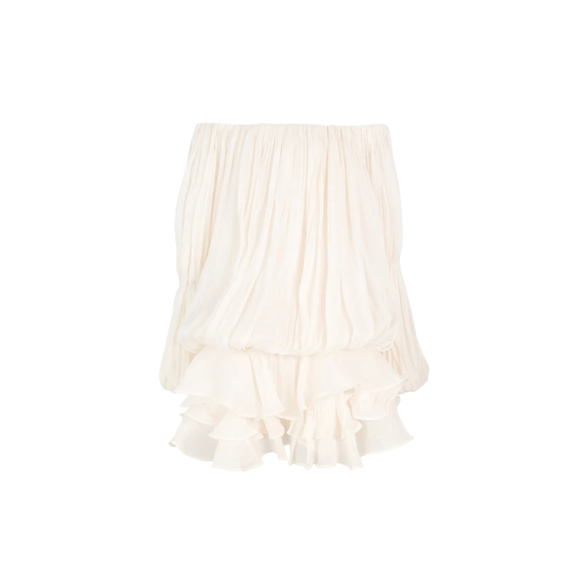 Lorelai Mini Dress White Glossy Pleated Tiered