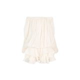 Lorelai Mini Dress White Glossy Pleated Tiered