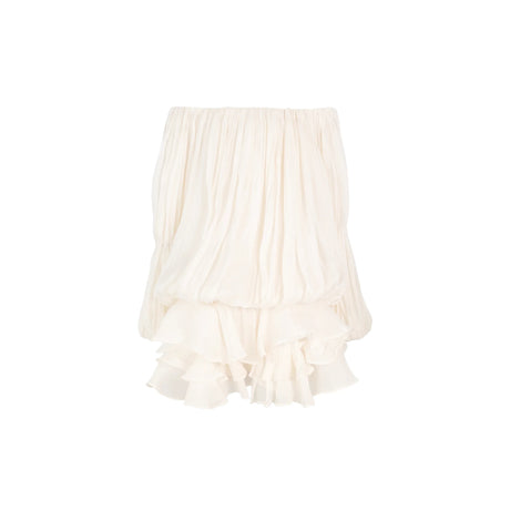 Lorelai Mini Dress White Glossy Pleated Tiered