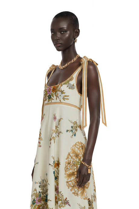 Piper Maxi Dress Brown Color Block Print