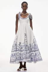 Liliana Maxi Dress White Color Block Print