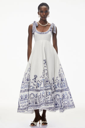 Liliana Maxi Dress White Color Block Print