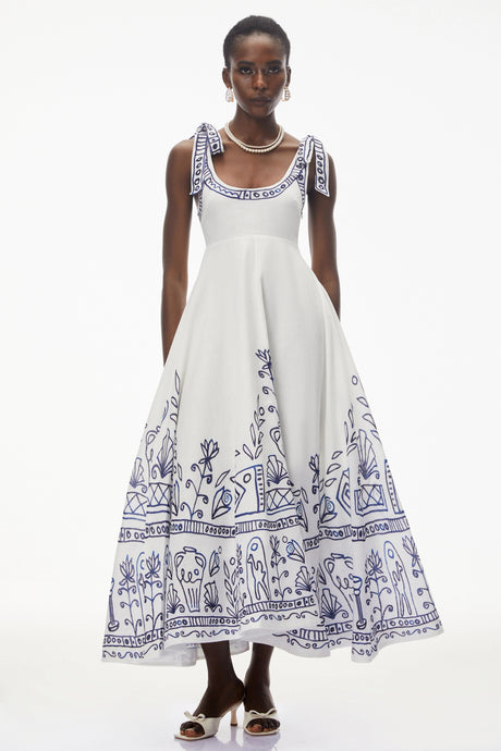 Liliana Maxi Dress White Color Block Print